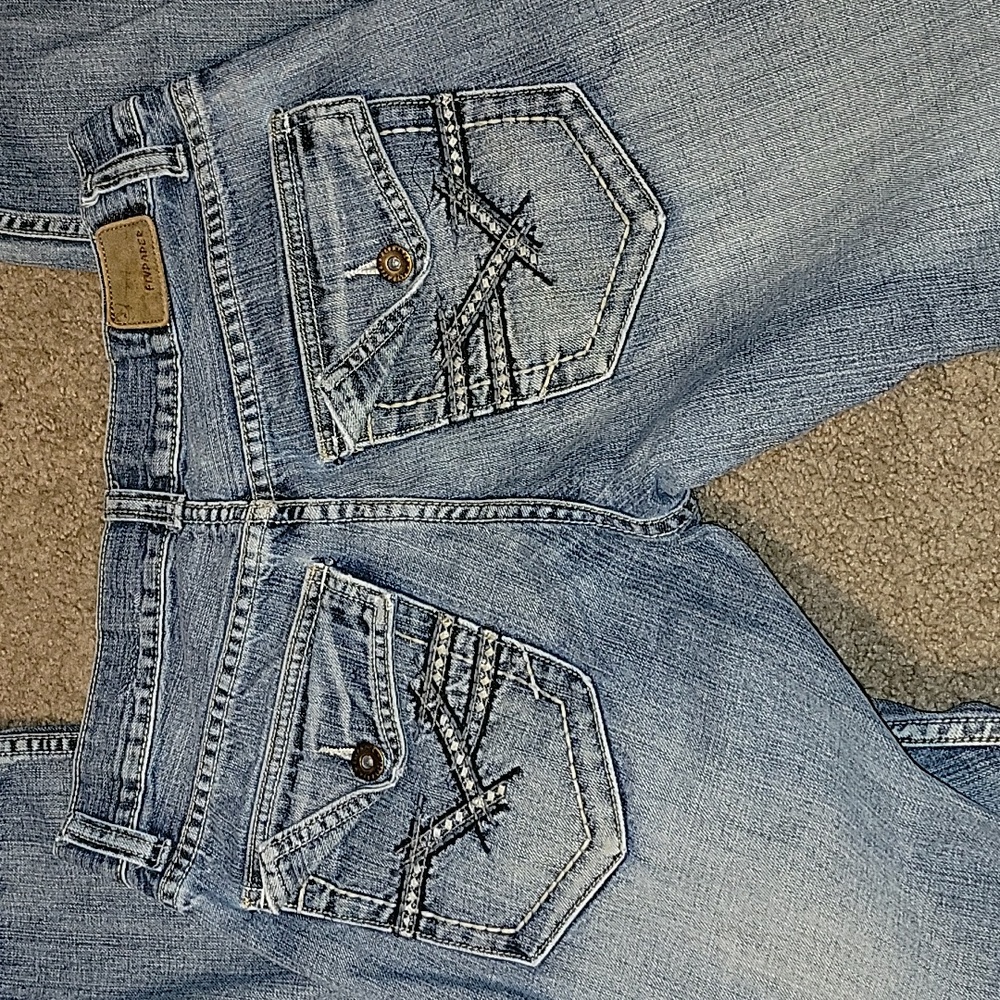 Vintage Y2k Flypaper EMBROIDERED Flap Pocket Straight Leg Jeans 29X32